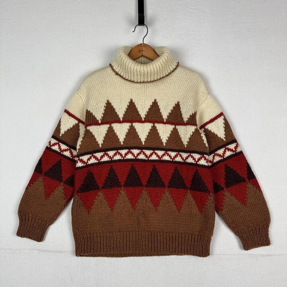 Handmade Elsamanda Southwestern Style Turtleneck Sweater M/L  (Chest/P2P: 19")